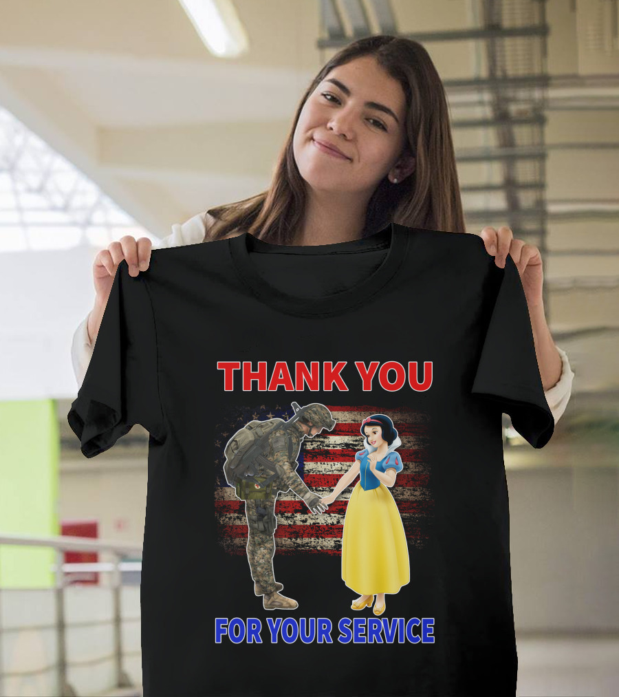 Thank You For Your Service Snow White Soldier Flag T-Shirt