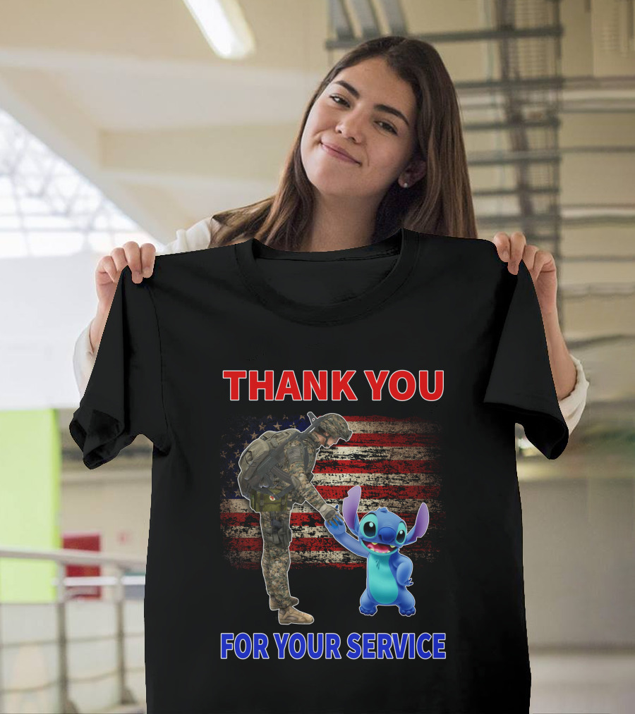 THANK YOU FOR YOUR SERVICE STITCH SOLDIER AMERICAN FLAG T-Shirt