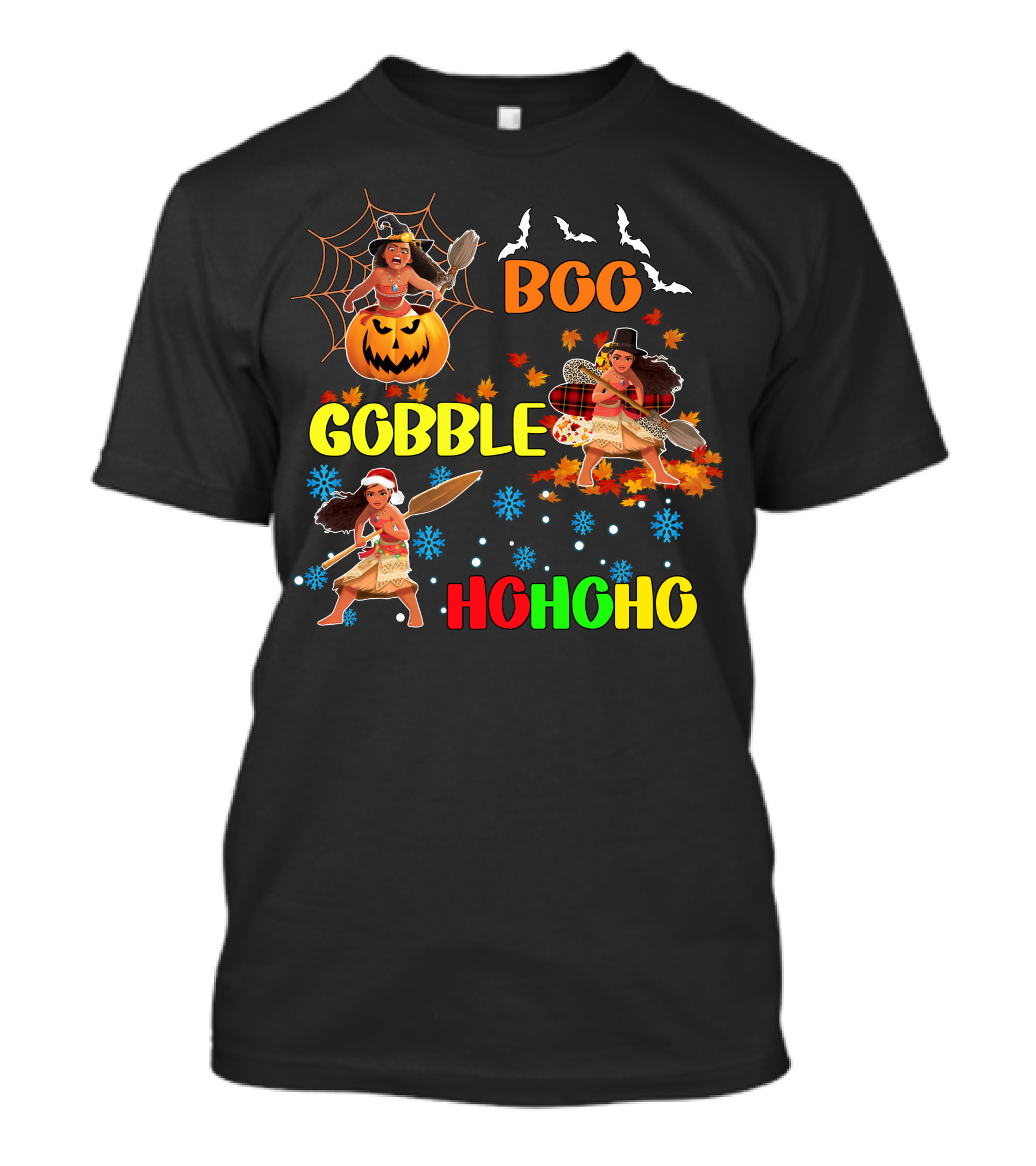 Boo Gobble HoHoHo Moana HalloThanksMas T-Shirt