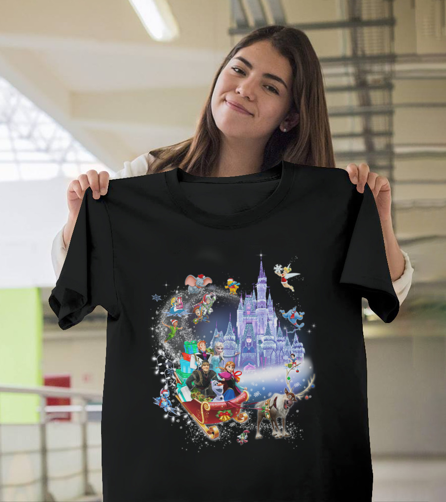 Frozen Disney Christmas Castle Sleigh Ride Adventure T-Shirt