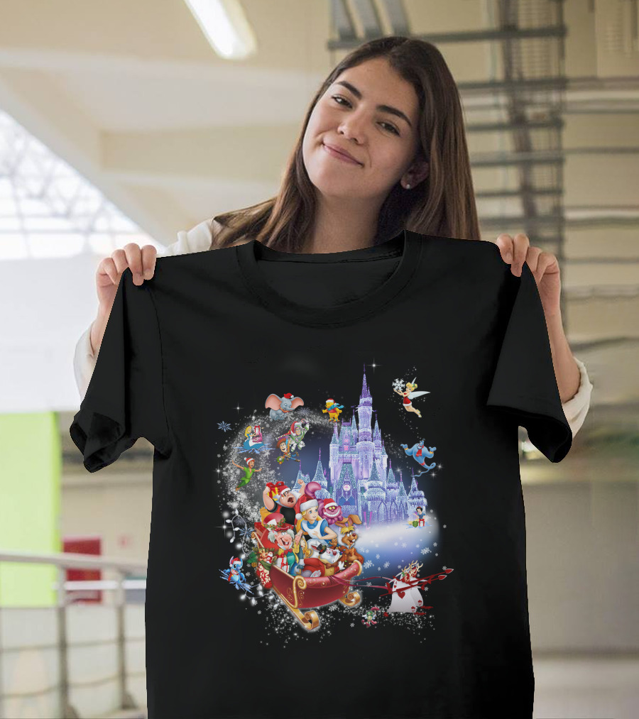 Alice Disney Christmas Wonderland with Castle and Characters T-Shirt