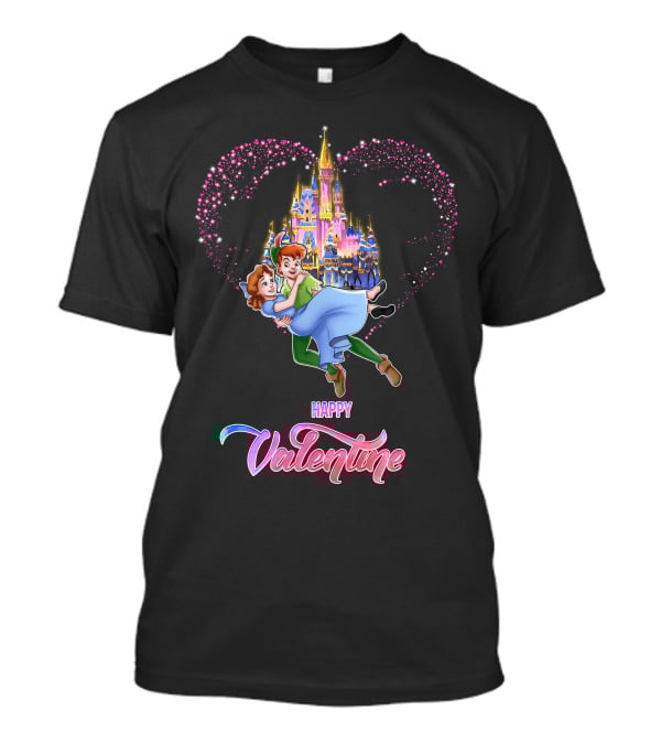 Happy Valentine Peter Pan Heart Castle T-Shirt