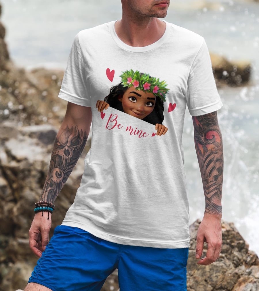 Moana Valentine's Be Mine Hearts Floral Crown T-Shirt