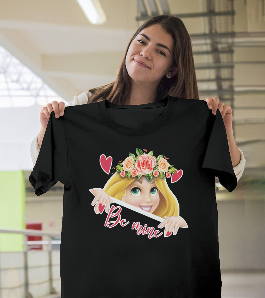 Rapunzel Floral Be Mine Valentines Hearts T-Shirt