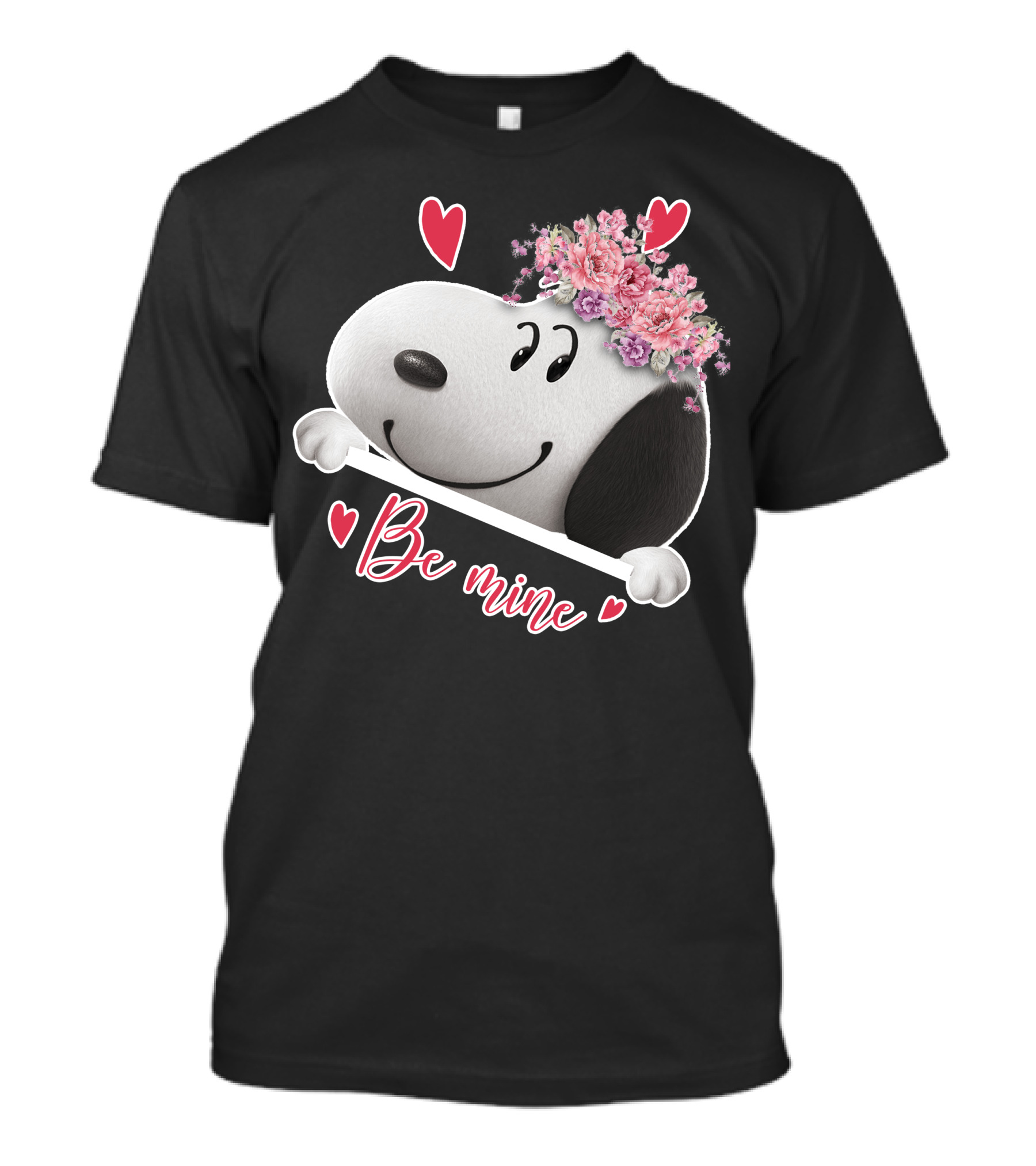 Snoopy Be Mine Hearts And Flowers T-Shirt