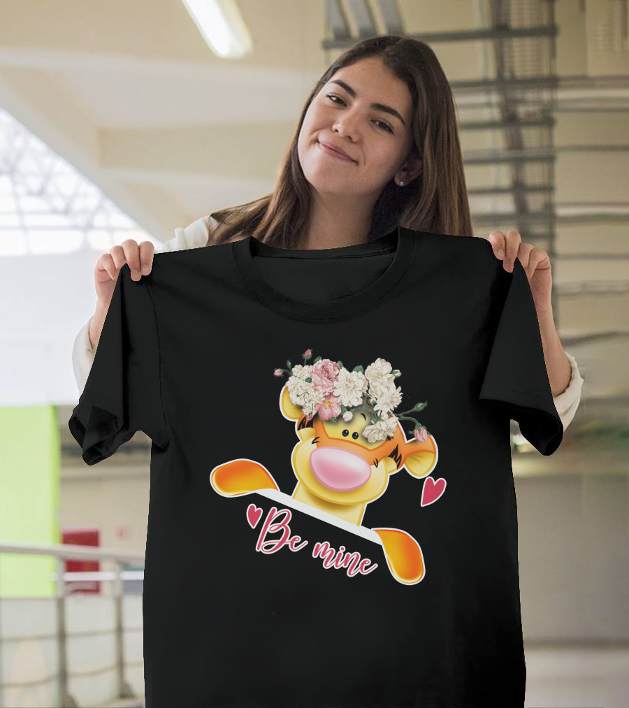 Tigger Be Mine with Flower Crown Valentine's Hearts T-Shirt