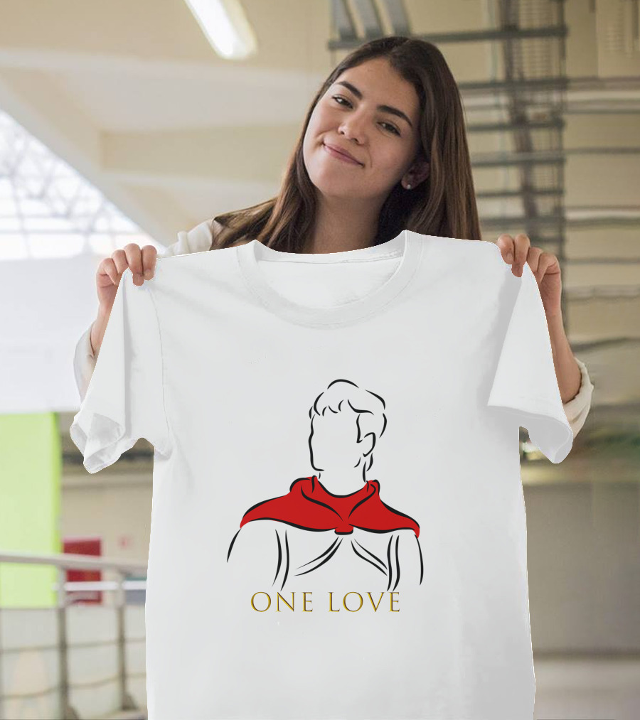Snow White One Love Minimalist Sketch In Red And Black T-Shirt