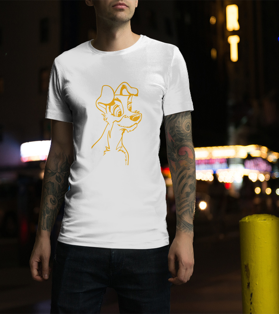 The Tramp Disney Outline Drawing T-Shirt