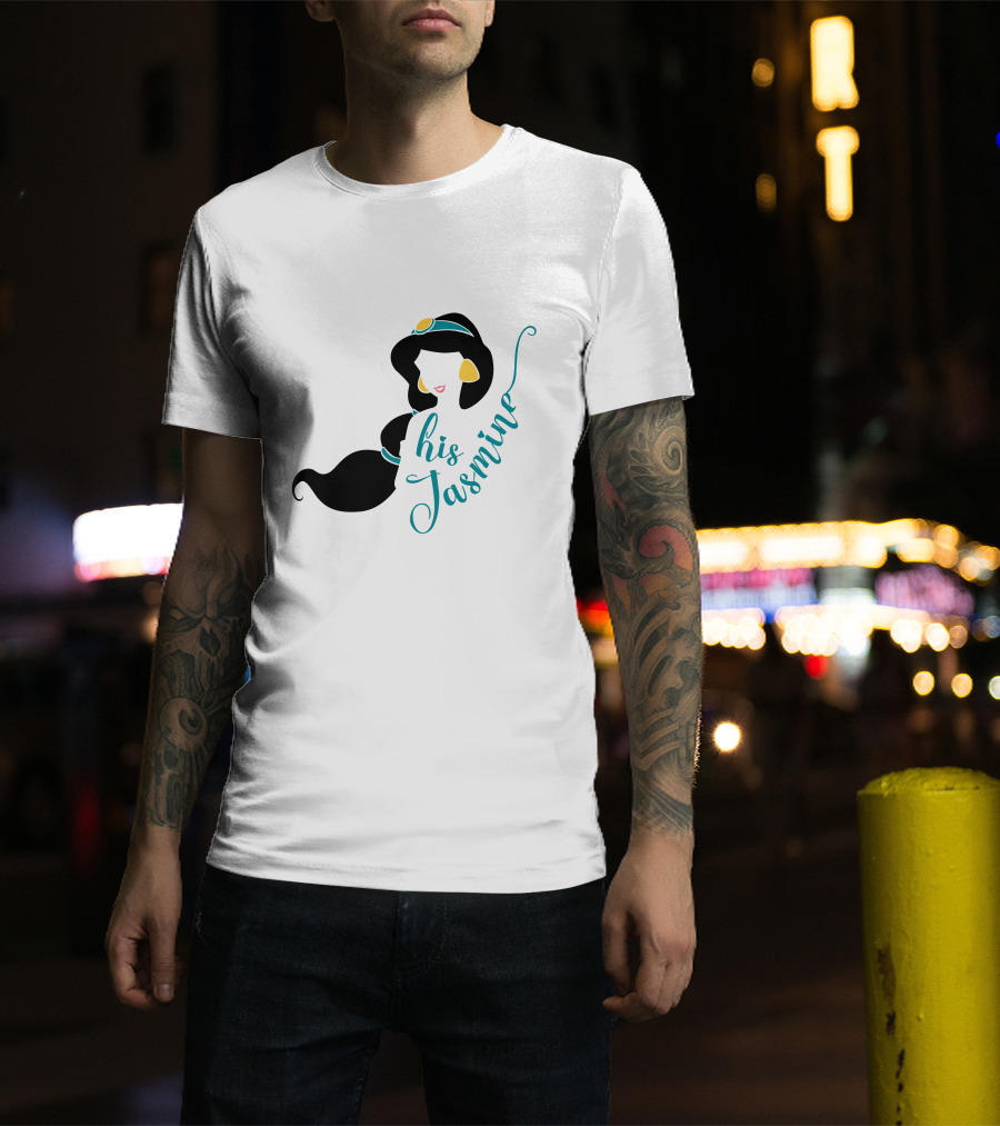 His Jasmine Princess Silhouette With Long Hair And Gold Accessories T-Shirt