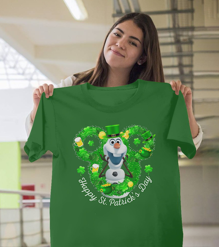 Olaf Happy St. Patrick's Day Shamrocks and Gold T-Shirt