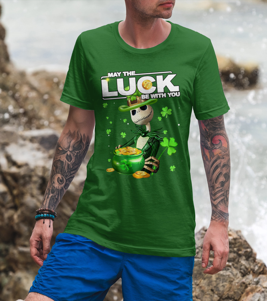 MAY THE LUCK BE WITH YOU St. Patrick's Day Jack Skellington Coin Pot T-Shirt