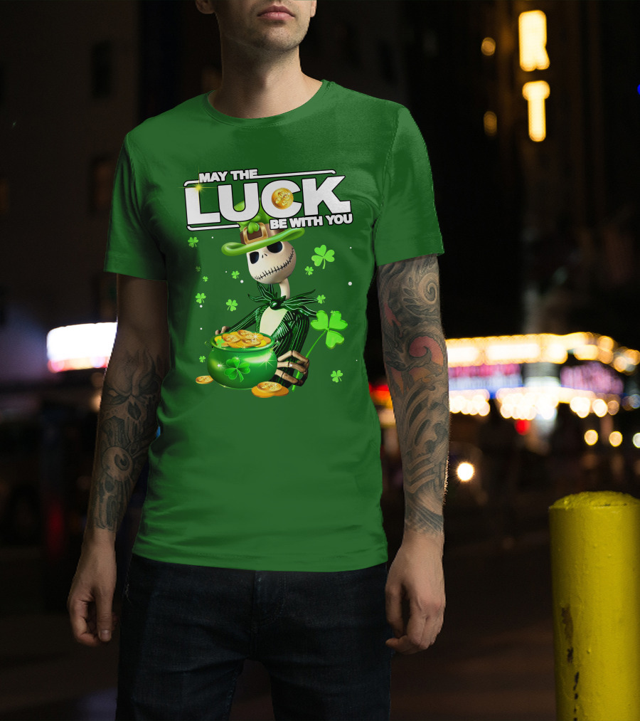 MAY THE LUCK BE WITH YOU St. Patrick's Day Jack Skellington Coin Pot T-Shirt