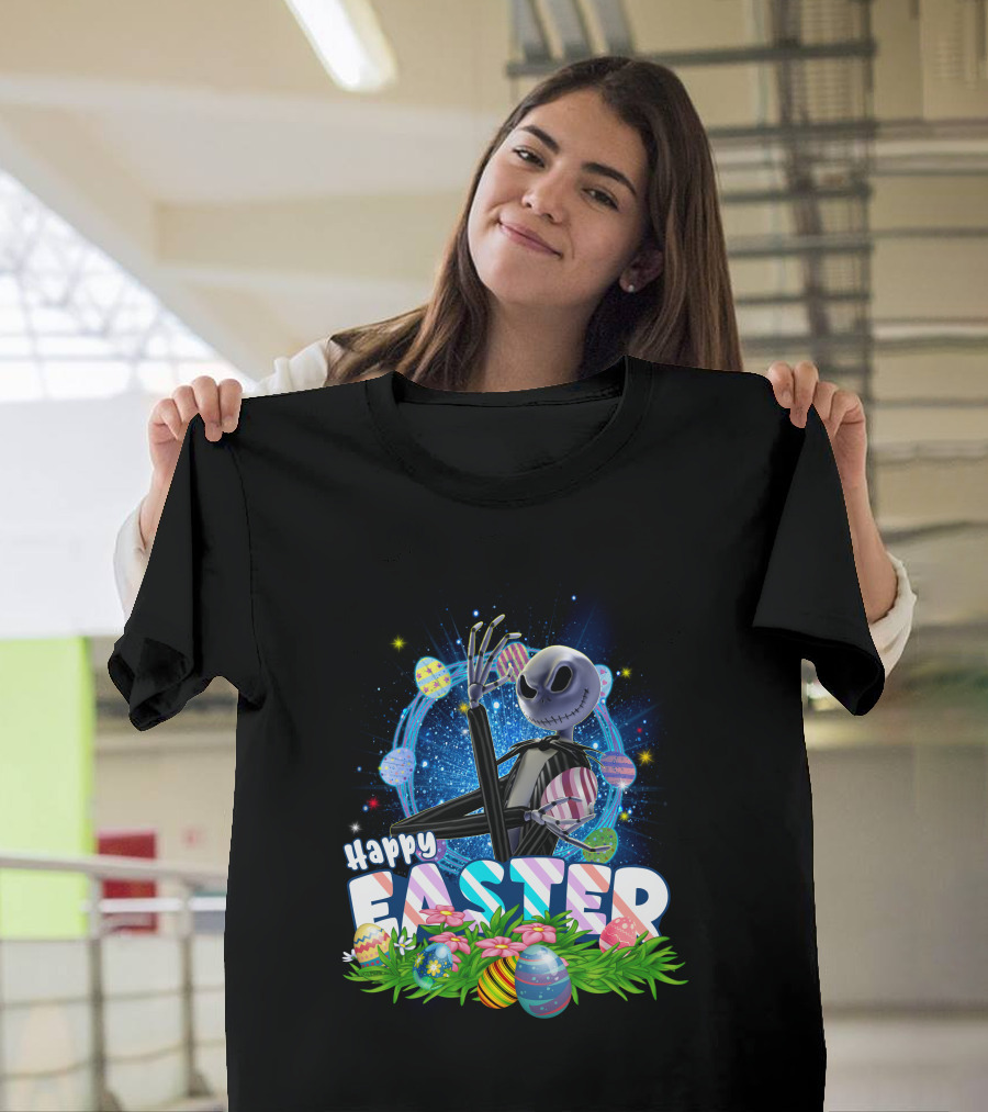 Jack Happy Easter With Eggs And Flowers T-Shirt