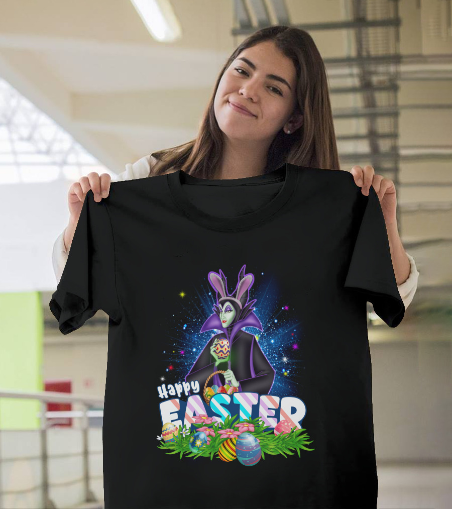 Happy Easter Maleficent With Easter Eggs And Stars T-Shirt