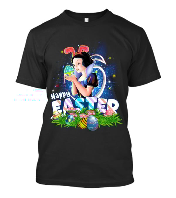 Snow White Happy Easter Bunny Ears Colorful Eggs Magic T-Shirt