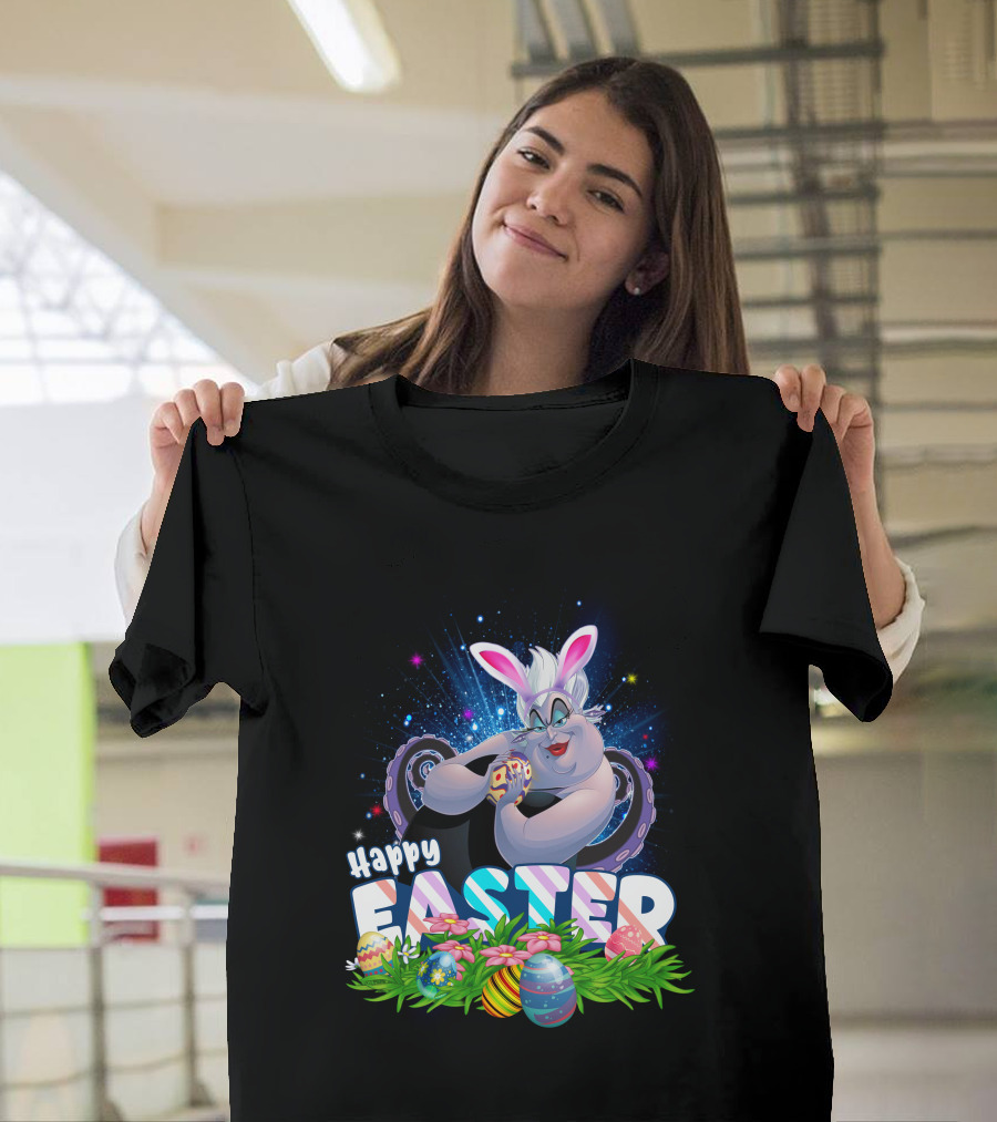 Ursula Happy Easter Bunny Eggs And Flowers T-Shirt