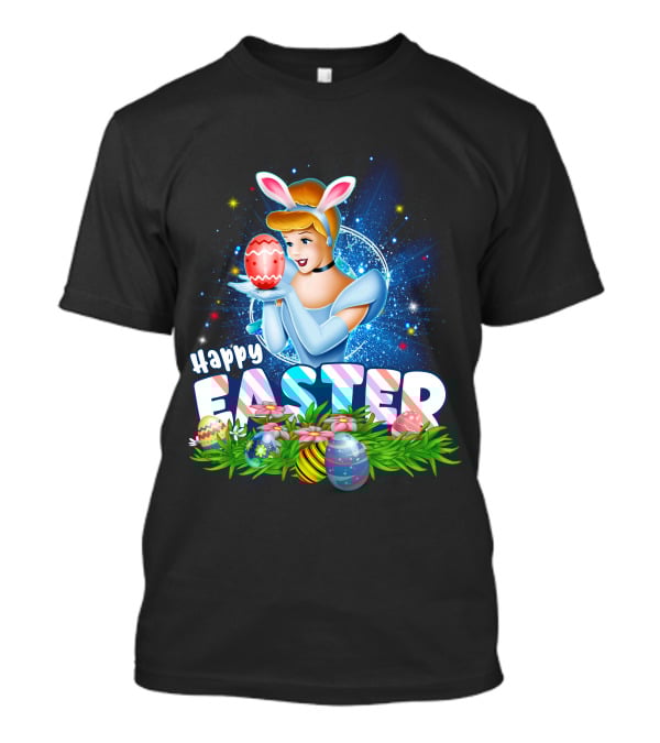 Cinderella Easter Bunny Ears With Colorful Eggs And Flowers T-Shirt