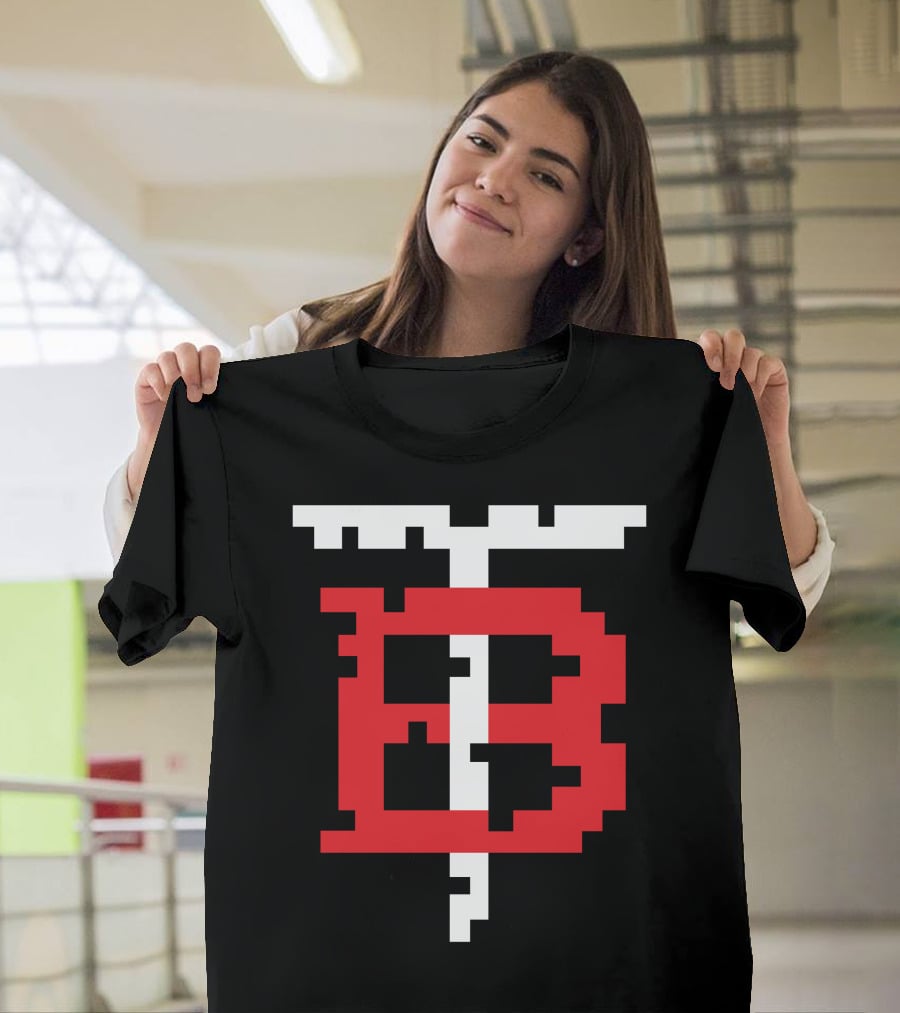 GGEZ BLACK Pixelated Red B With White T T-Shirt