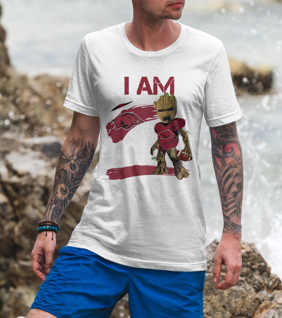 I AM Arkansas Razorbacks Football Groot Fan T-Shirt