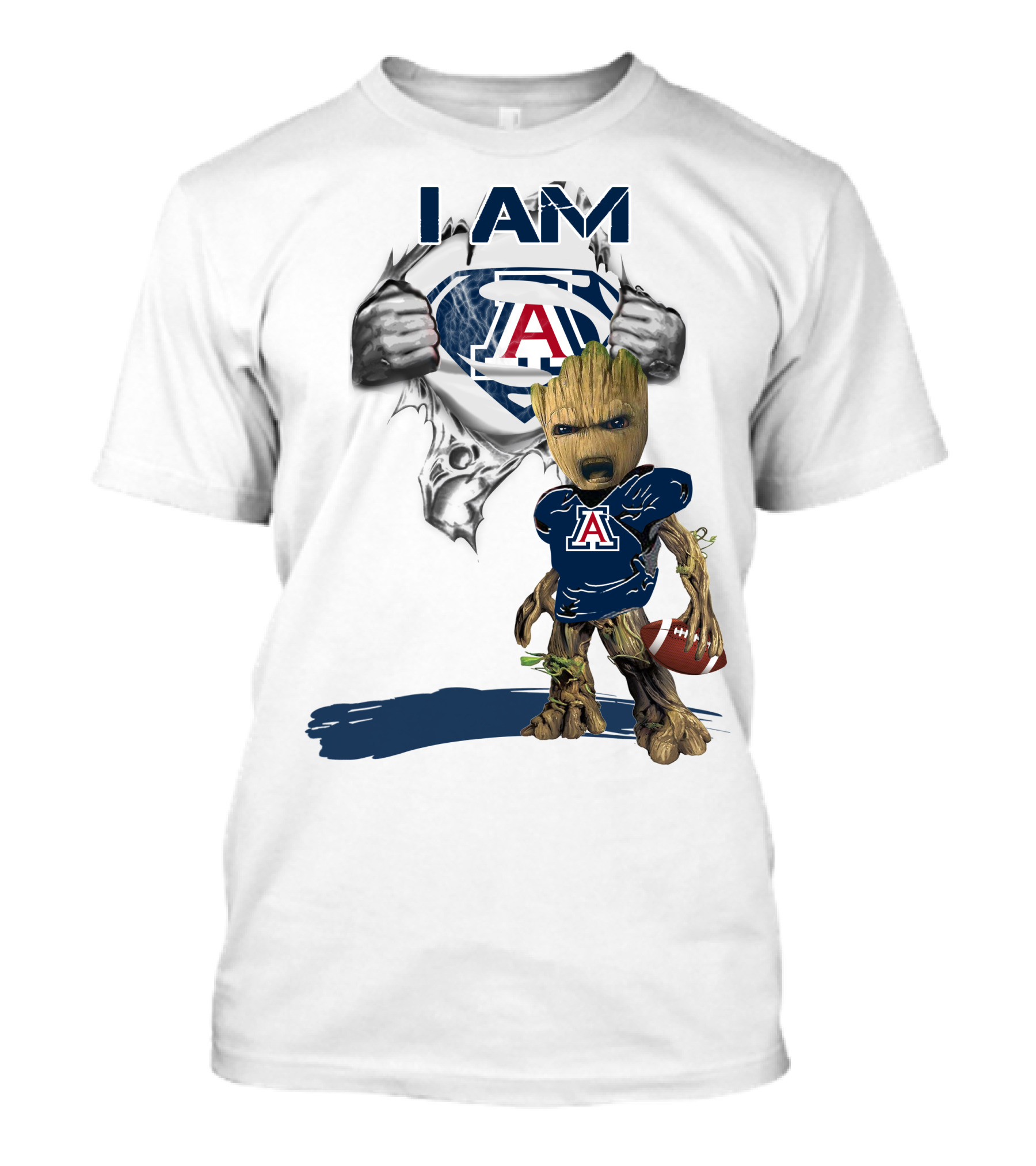 I Am Arizona Baby Groot Superman Football Fan T-Shirt