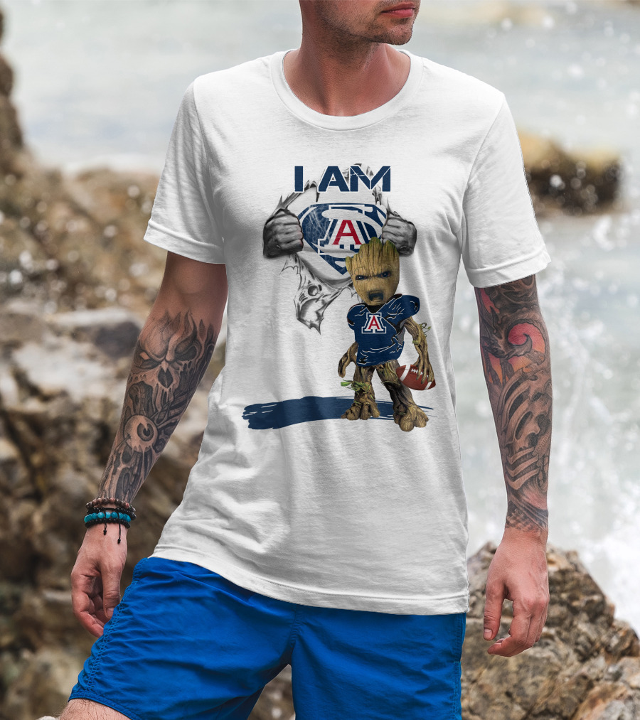 I Am Arizona Baby Groot Superman Football Fan T-Shirt