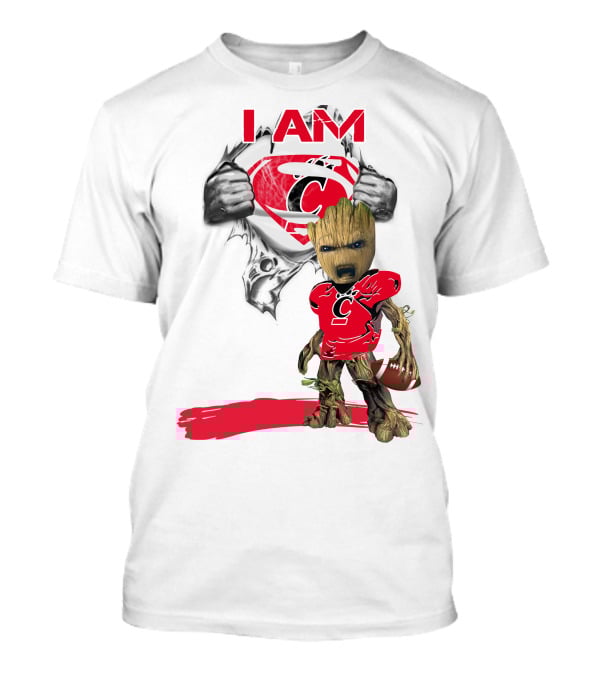 I Am Bearcats Baby Groot Superman Football T-Shirt
