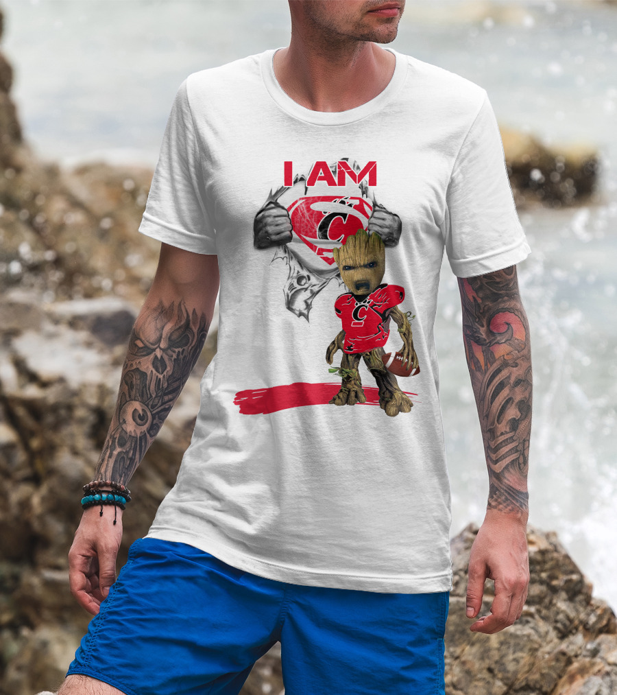 I Am Bearcats Baby Groot Superman Football T-Shirt