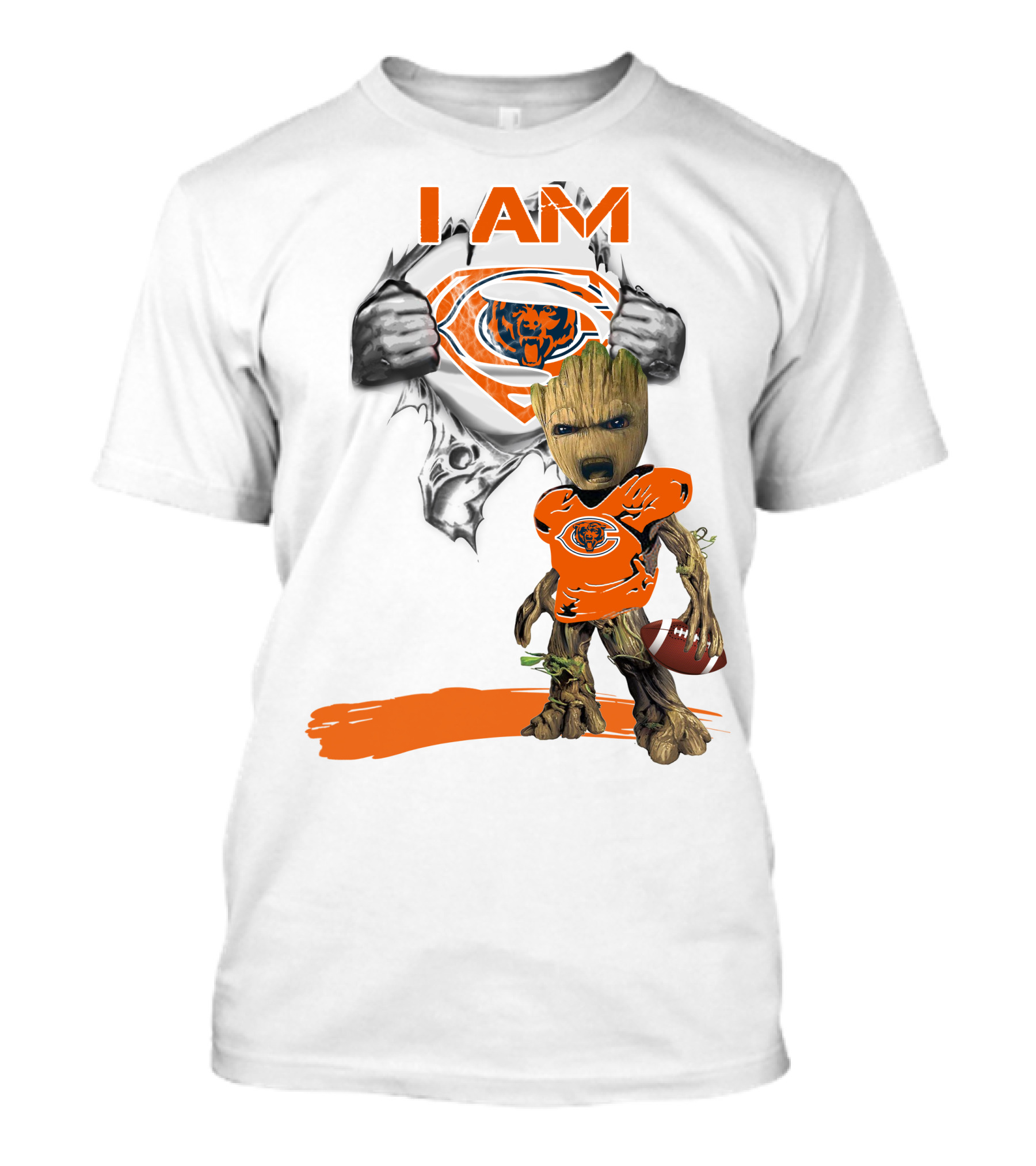 I Am Chicago Bears Baby Groot Football Superman T-Shirt