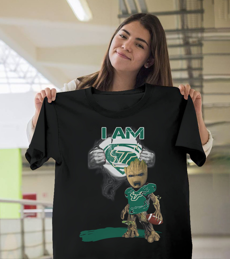 I AM USF Bulls Baby Groot Superman Football T-Shirt