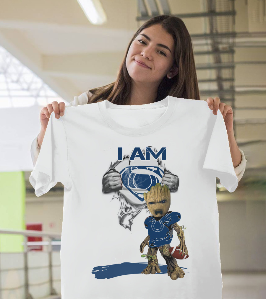 I Am Colts Baby Groot Superman Football T-Shirt