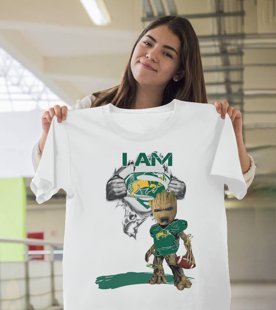I AM Dakota Baby Groot Bison Football Superman T-Shirt