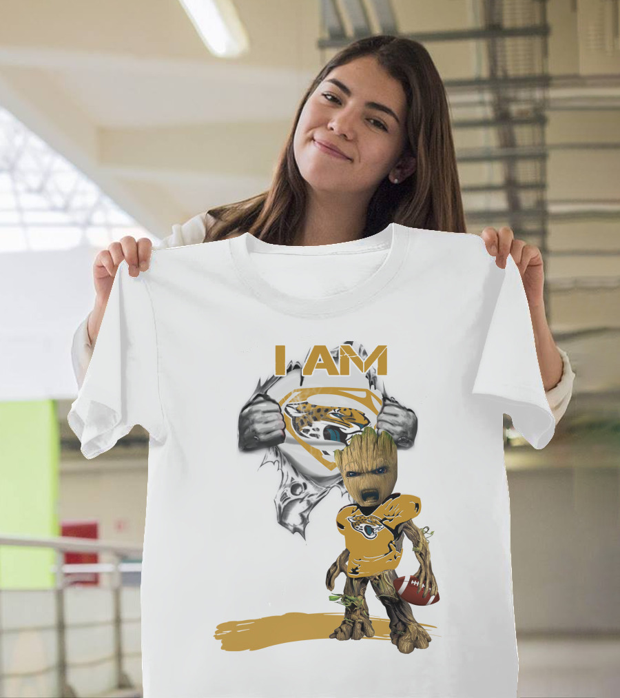 I Am Jaguars Baby Groot Superman Football Fan T-Shirt