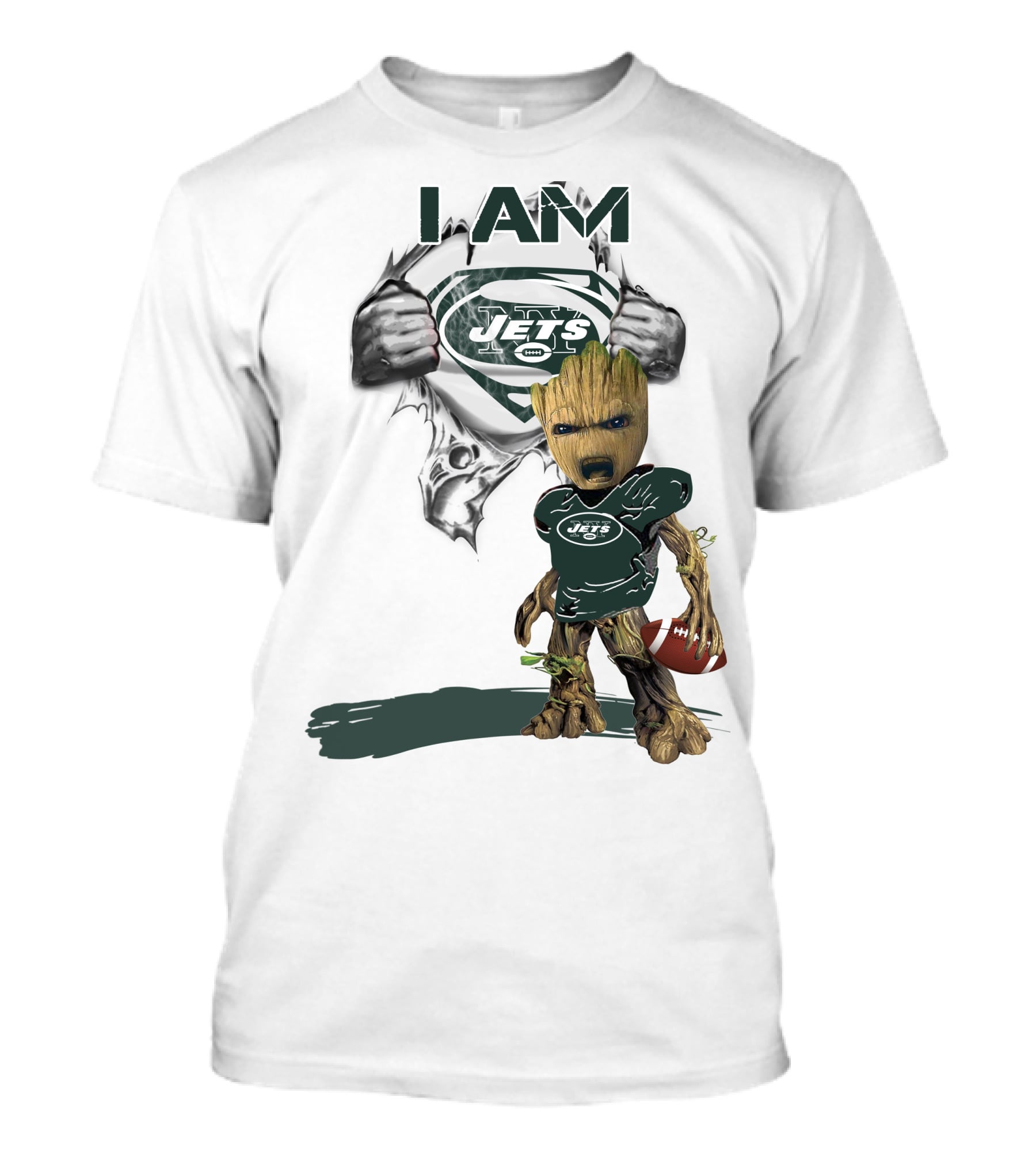 I Am Jets Baby Groot Superman Football Fan T-Shirt