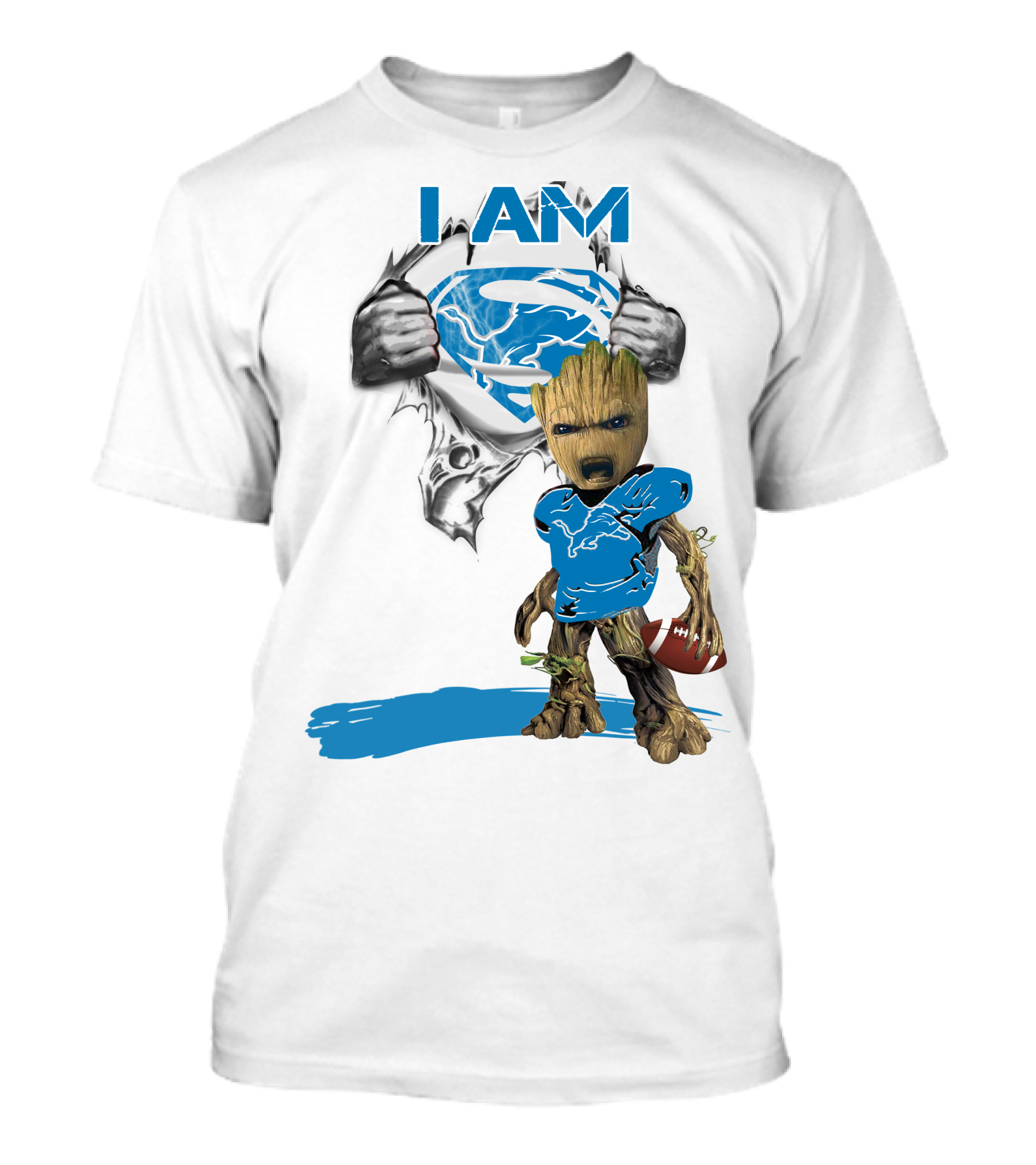 I AM Lion Baby Groot Superman Football T-Shirt