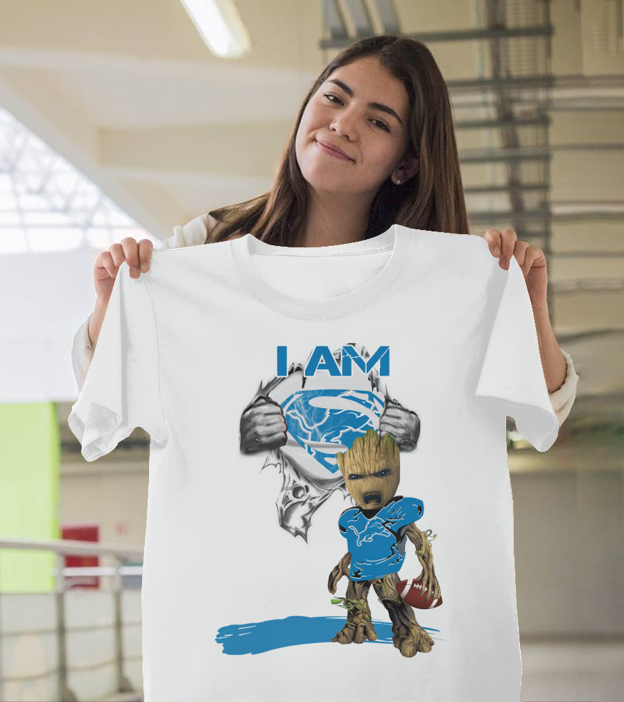 I AM Lion Baby Groot Superman Football T-Shirt