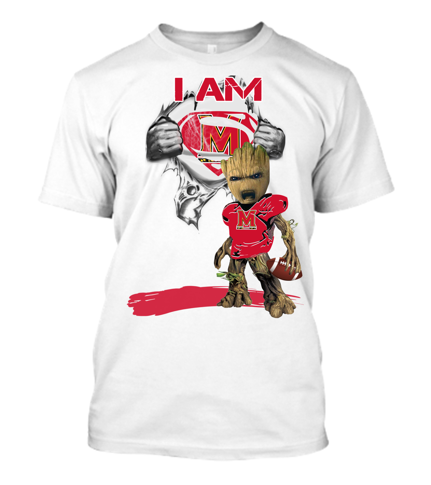 I Am Maryland Baby Groot Football Superman T-Shirt