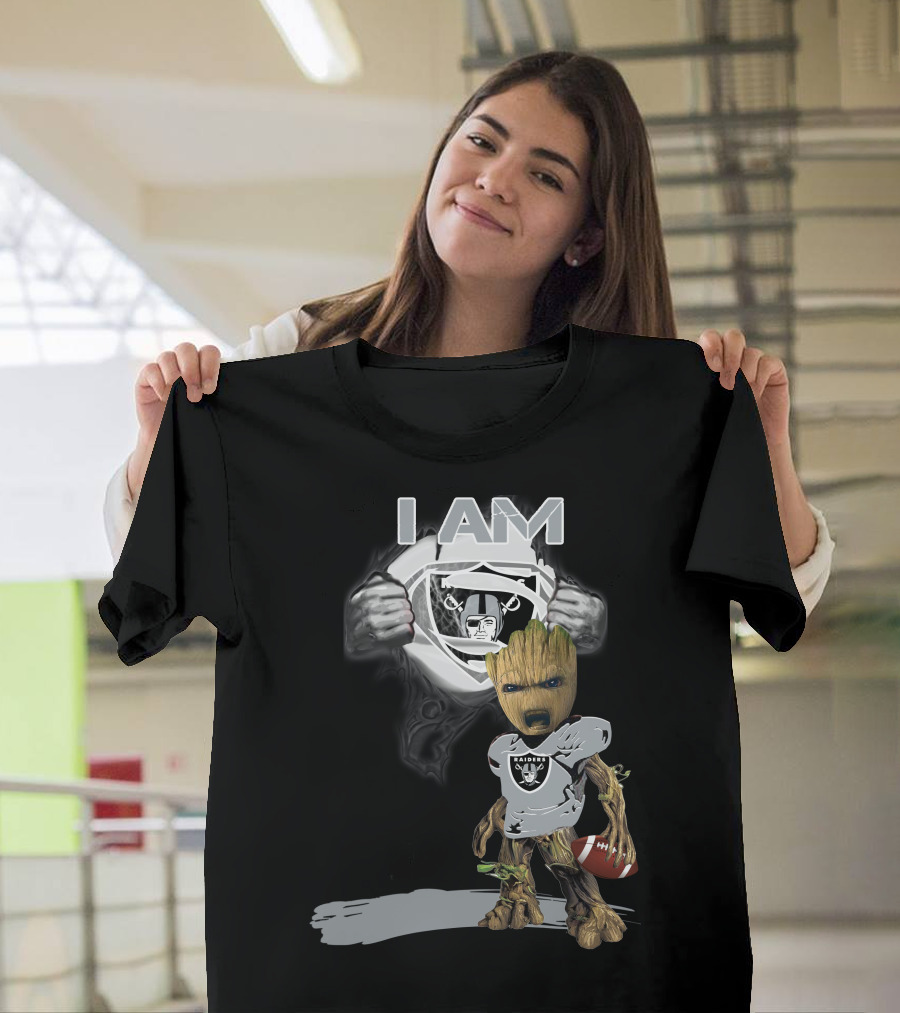 Raiders Baby Groot I Am Superman NFL Football T-Shirt