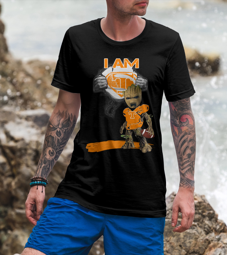 I Am Tennessee Baby Groot Superman Football T-Shirt