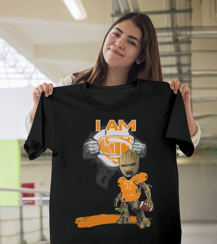 I Am Tennessee Baby Groot Superman Football T-Shirt