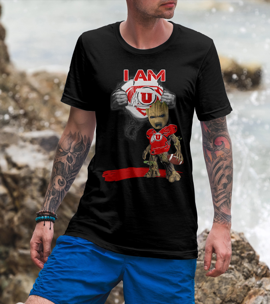 I Am Utes Baby Groot Superman Football T-Shirt