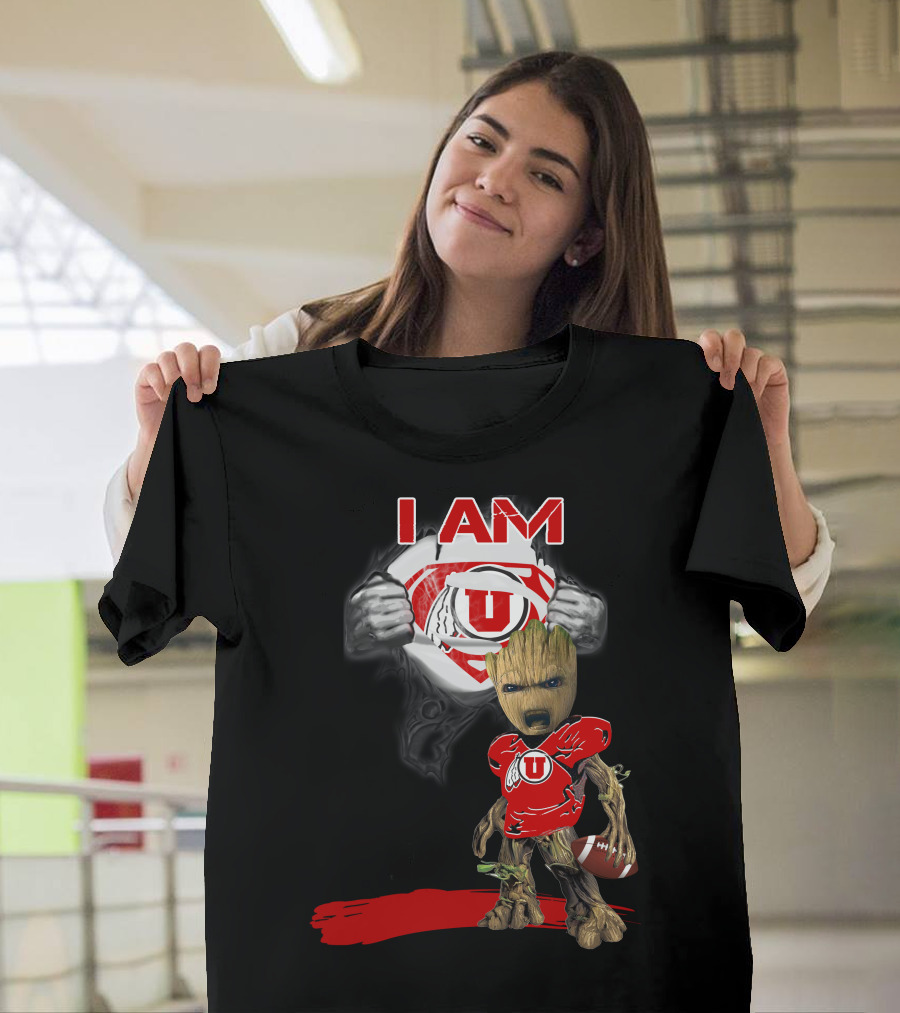I Am Utes Baby Groot Superman Football T-Shirt