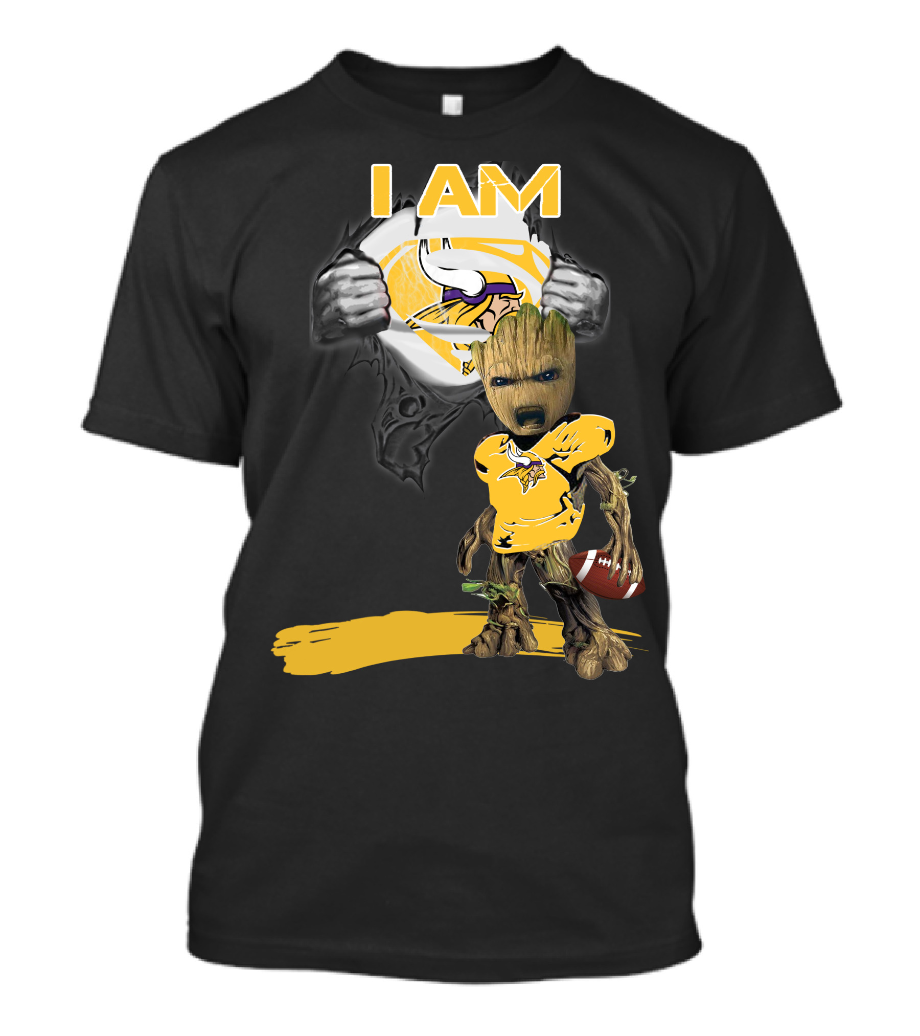 I AM Vikings Baby Groot Superman Football Fusion T-Shirt