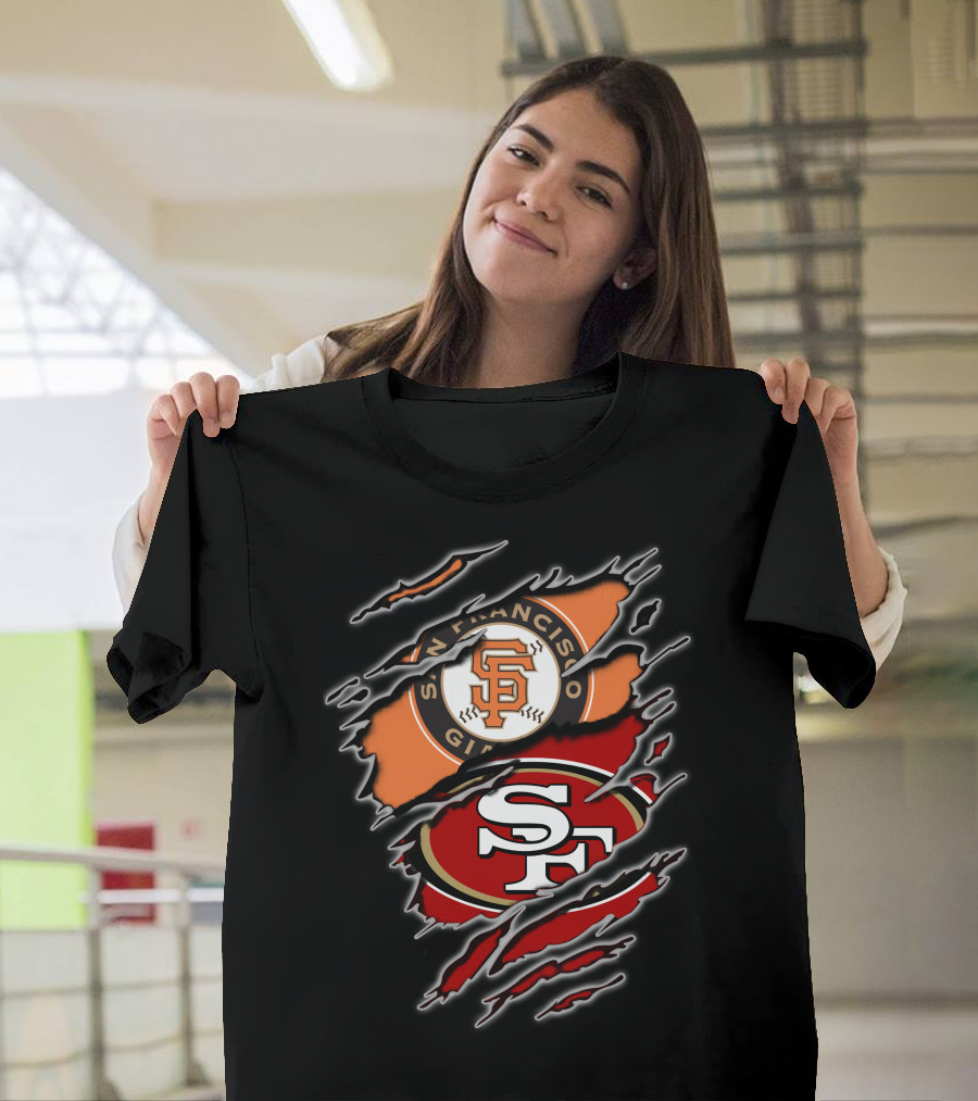 San Francisco Giants 49ers SF Logo Dual Team Claw Marks T-Shirt