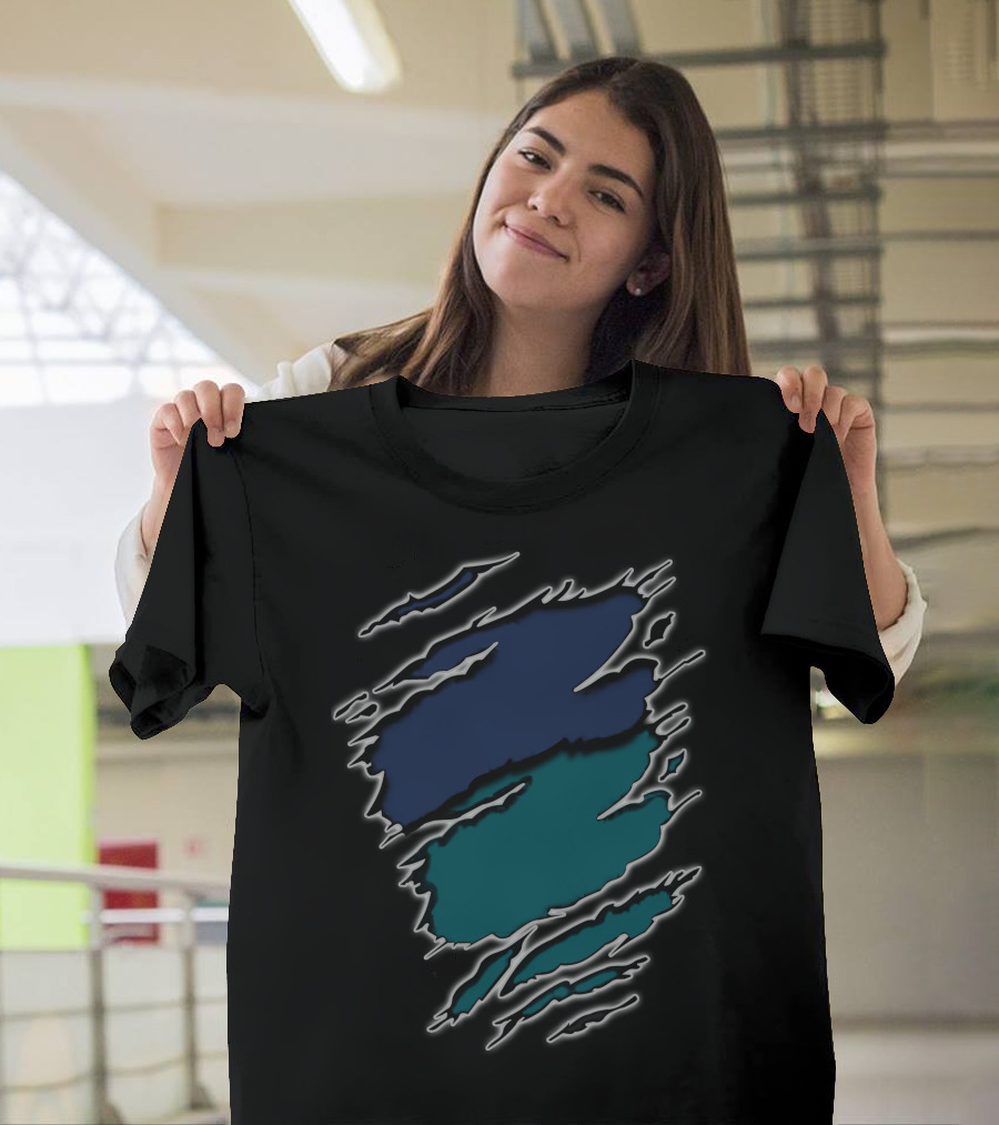 Yan Eagles20 Navy Teal Rip T-Shirt