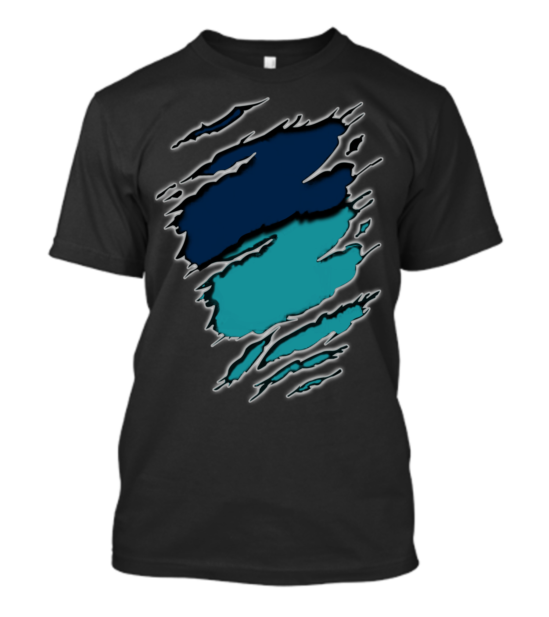 Dolphins Rays9 Blue Teal Abstract Claw Marks T-Shirt