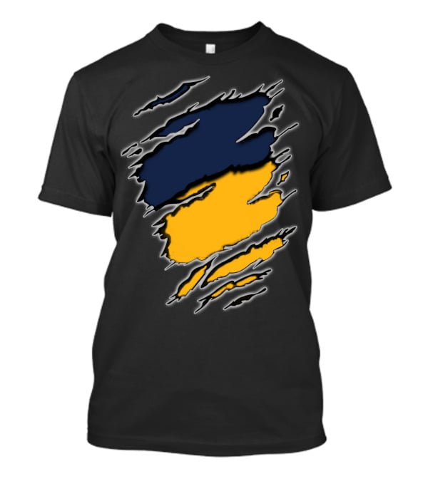 Pac Yan Worn Claw Marks Blue Yellow Gradient T-Shirt