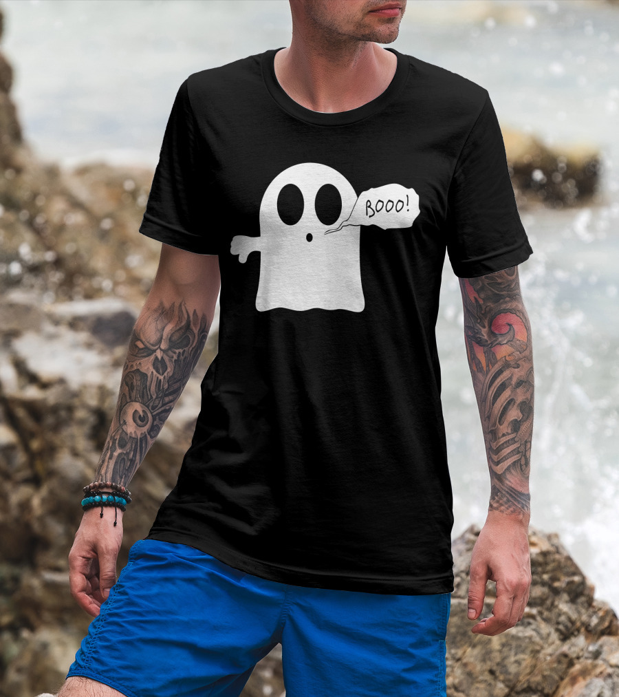 Booo Ghost With Surprised Expression And Speech Bubble T-Shirt