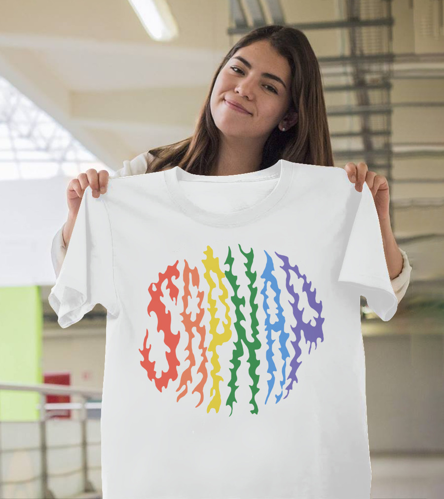 Sapnap Colorful Rainbow Flame Text T-Shirt