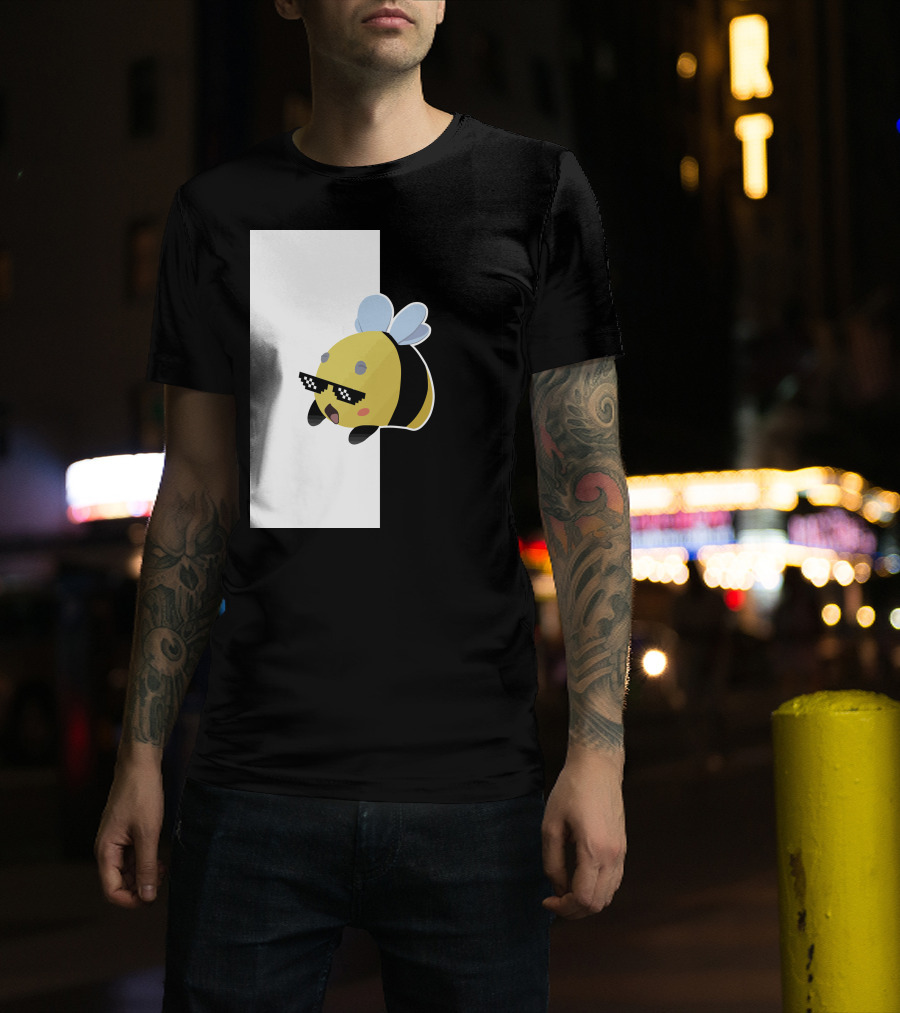 Tubbo And Ranboo Cool Bee Sunglasses Black And White Background T-Shirt