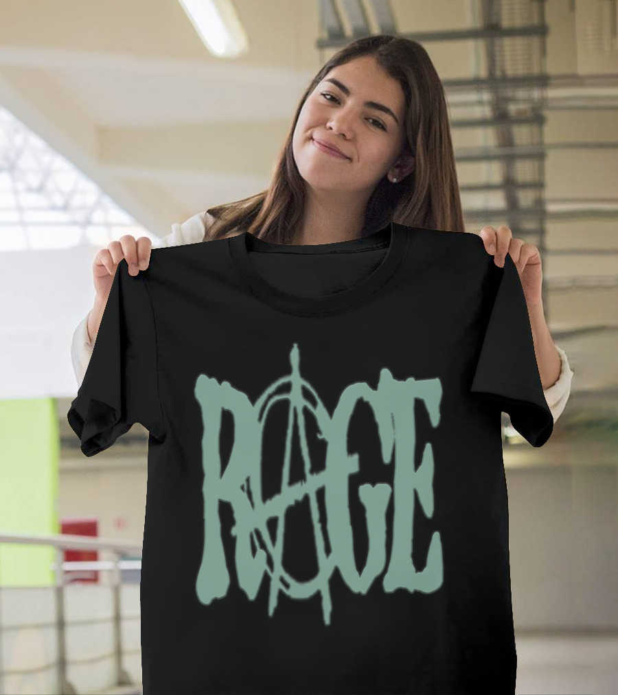 RAGE Anarchy Symbol Text T-Shirt